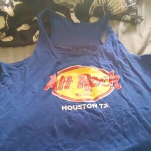 District Blue Tank Top with Red and Yellow Graphic